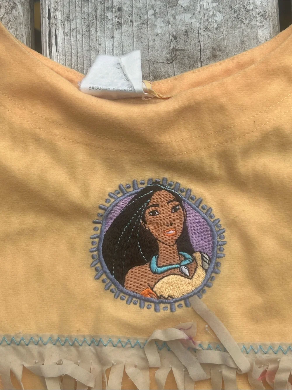 Vintage Disney Pocahontas Dress 90s Fringe Shirt Girls Size 7/8 Costume PJs